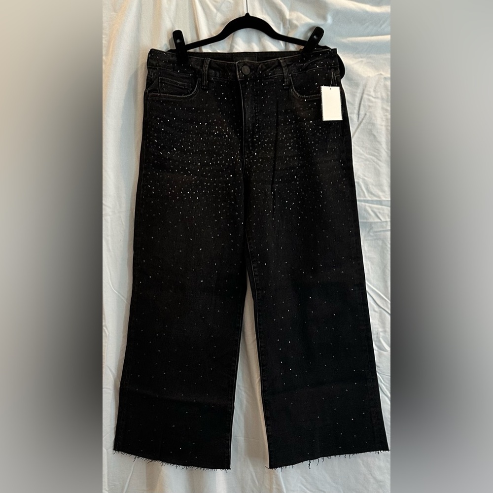 Kut from the Kloth Black Wide-Leg Jeans with sequins/studs.